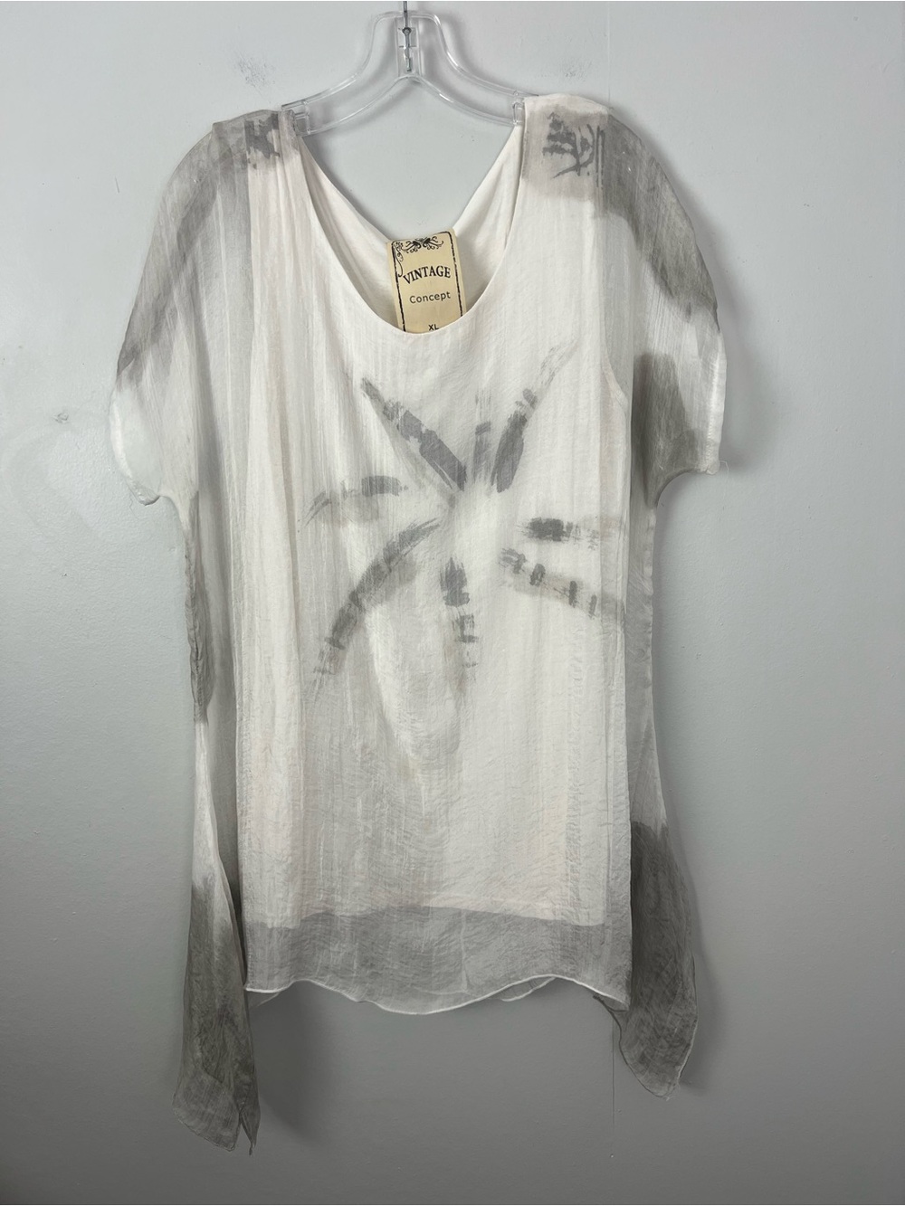 Vintage Concept Flowy Short Sleeve Shark bite Top Lagenlook